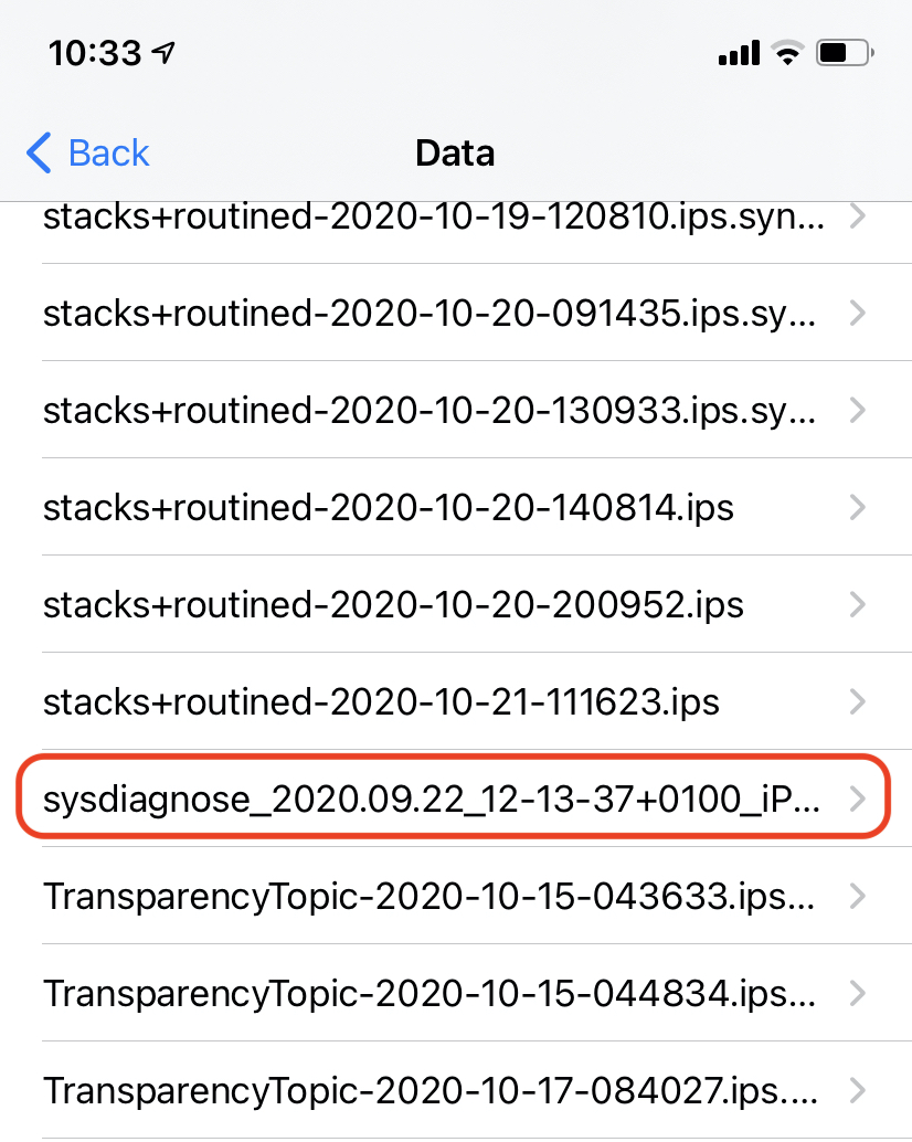 An example sysdiagnose log file